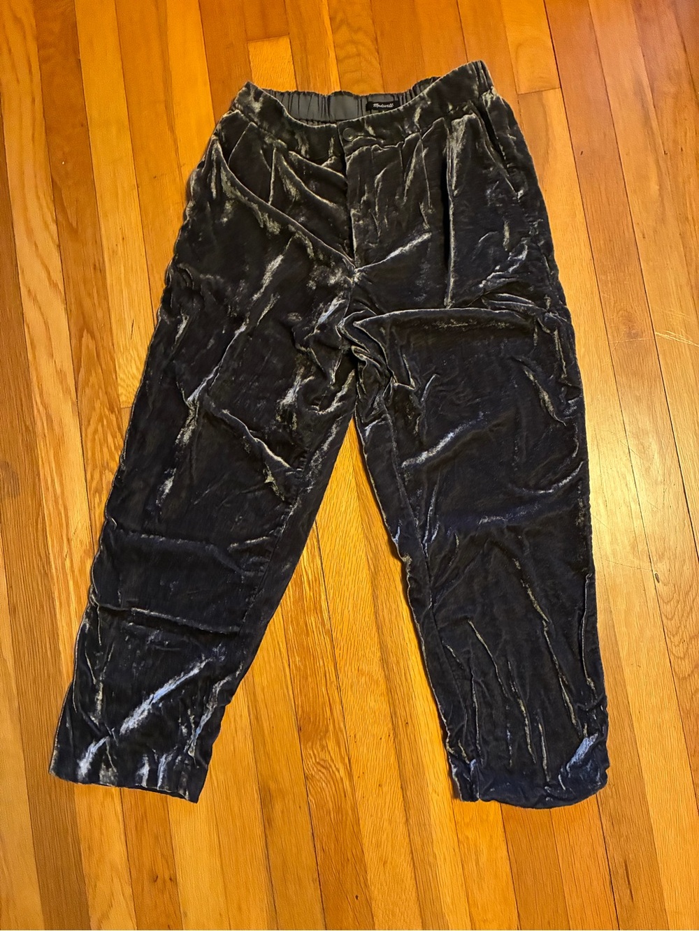 Madewell Charcoal Velvet Cropped Pants